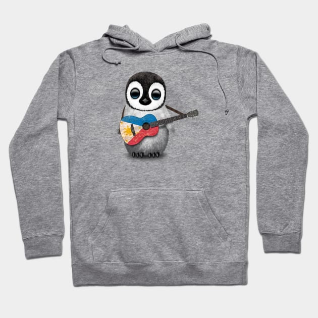 Baby Penguin Playing Filipino Flag Guitar Hoodie by jeffbartels